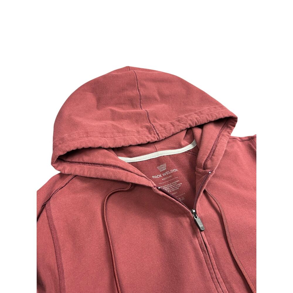Mack Weldon Ace Full Zip Hoodie Mens Medium Red Sweatshirt Stretch Drawstrings